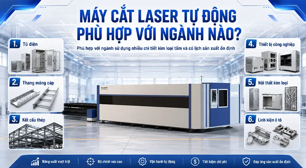 Máy cắt laser tự động phù hợp với ngành sử dụng nhiều chi tiết kim loại tấm