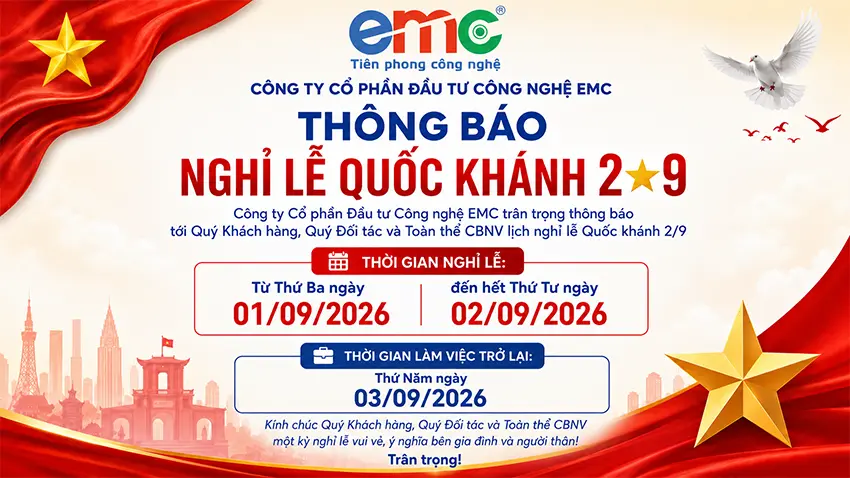 Thông báo lịch nghỉ lễ Quốc khánh 2/9 năm 2026 EMC
