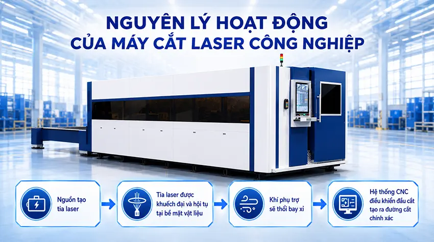 Nguyên lý hoạt động của máy cắt laser công nghiệp