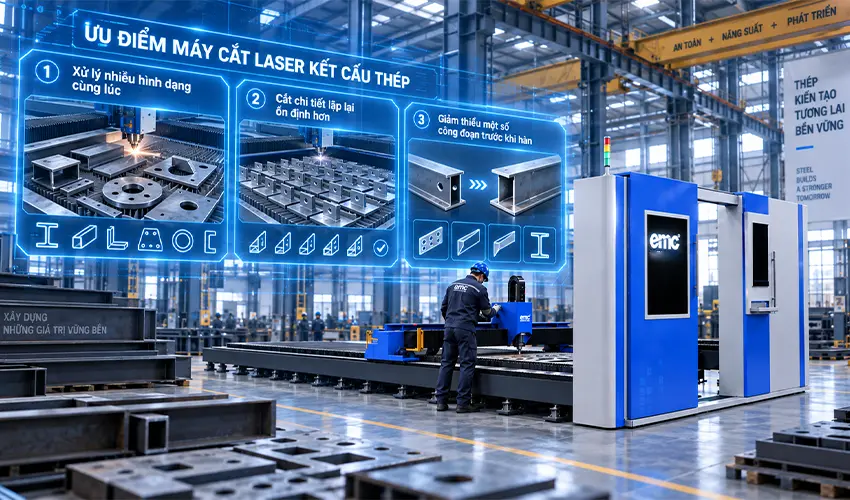 Ưu điểm máy cắt laser kết cấu thép mang lại