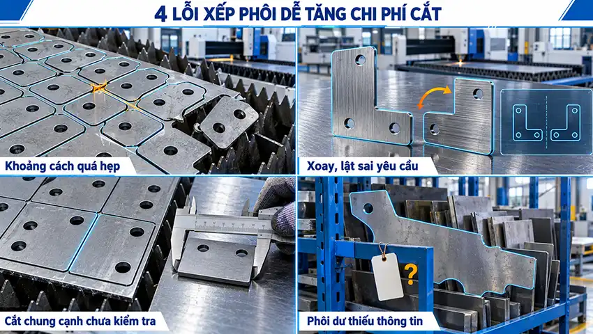 Những lỗi xếp phôi dễ làm tăng chi phí cắt